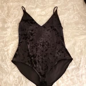H&M black velvet body suit
